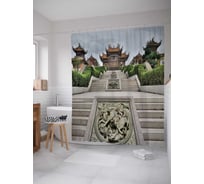 Штора (занавеска) для ванной JoyArty "Дворец дракона" из сатена, 180х200 см с крючками, sc_14110