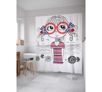 Штора (занавеска) для ванной JoyArty "Пляжная задумчивость" из сатена, 180х200 см с крючками, sc_2892