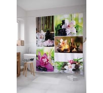 Штора (занавеска) для ванной JoyArty "Цветы спокойствия" из сатена, 180х200 см с крючками, sc_18457