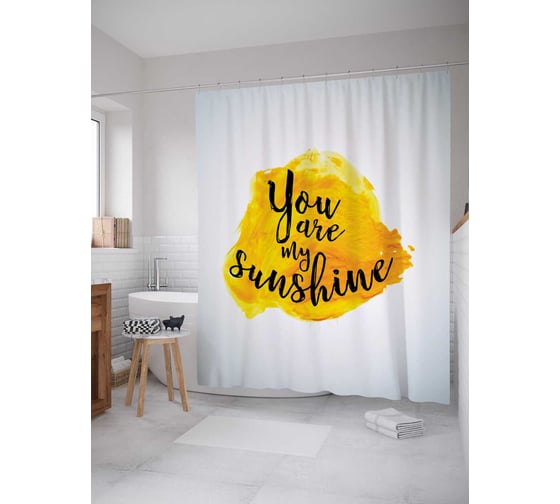 Штора (занавеска) для ванной JoyArty "Мой солнечный свет" из сатена, 180х200 см с крючками, sc_19565 1