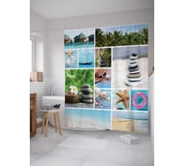 Штора (занавеска) для ванной JoyArty "Летние дары" из сатена, 180х200 см с крючками, sc_19045