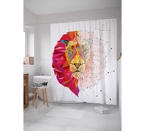 Штора (занавеска) для ванной JoyArty "Львиная драгоценность" из сатена, 180х200 см с крючками, sc_14485