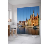 Штора (занавеска) для ванной JoyArty "Морской транспорт" из сатена, 180х200 см с крючками, sc_14428