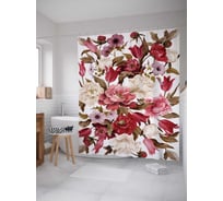 Штора (занавеска) для ванной JoyArty "Спелые цветы" из сатена, 180х200 см с крючками, sc_2779
