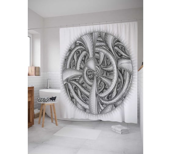 Штора (занавеска) для ванной JoyArty "Растительная емкость" из сатена, 180х200 см с крючками, sc_16986 1