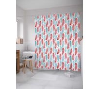 Штора (занавеска) для ванной JoyArty "Перья добра" из сатена, 180х200 см с крючками, sc_26724