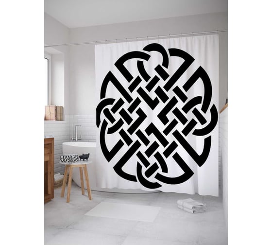 Штора (занавеска) для ванной JoyArty "Мрачный знак" из сатена, 180х200 см с крючками, sc_16893 1