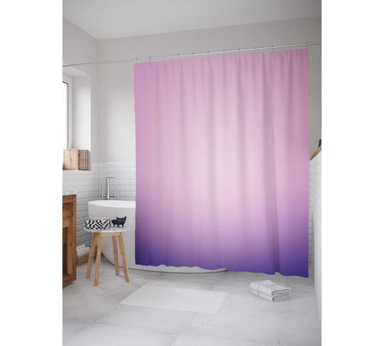 Штора (занавеска) для ванной JoyArty "Плавное спокойствие" из сатена, 180х200 см с крючками, sc_23521 1