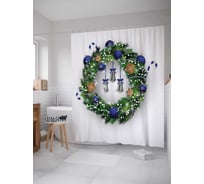 Штора (занавеска) для ванной JoyArty "Игрушечный венок" из сатена, 180х200 см с крючками, sc_21511