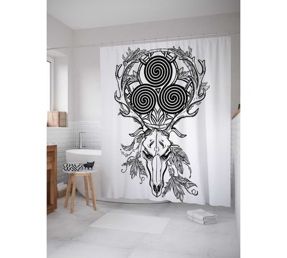 Штора (занавеска) для ванной JoyArty "Кельтский олеь" из сатена, 180х200 см с крючками, sc_16901 1