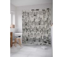 Штора (занавеска) для ванной JoyArty "Музыкальные капли" из сатена, 180х200 см с крючками, sc_2781