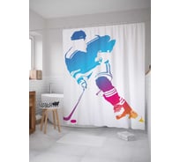 Штора (занавеска) для ванной JoyArty "Хоккейный облик" из сатена, 180х200 см с крючками, sc_11502