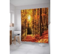 Штора (занавеска) для ванной JoyArty "Багряная осень" из сатена, 180х200 см с крючками, sc_2512