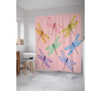 Штора (занавеска) для ванной JoyArty "Стрекозы во всей красе" из сатена, 180х200 см sc_378412