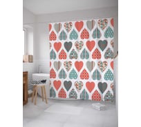 Штора (занавеска) для ванной JoyArty "Домашние сердца" из сатена, 180х200 см с крючками, sc_22892