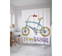 Штора (занавеска) для ванной JoyArty "Детский велосипед" из сатена, 180х200 см с крючками, sc_17796