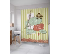 Штора (занавеска) для ванной JoyArty "Любовь и Париж" из сатена, 180х200 см с крючками, sc_15468