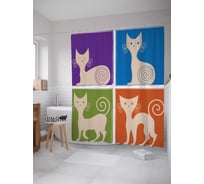 Штора (занавеска) для ванной JoyArty "Дружелюбный кот" из сатена, 180х200 см с крючками, sc_18487