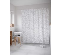 Штора (занавеска) для ванной JoyArty "Мраморные завитки" из сатена, 180х200 см с крючками, sc_24106