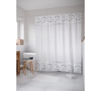 Штора (занавеска) для ванной JoyArty "Белое окружение" из сатена, 180х200 см с крючками, sc_24102