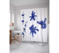 Штора (занавеска) для ванной JoyArty "Воздушные цветы" из сатена, 180х200 см с крючками, sc_19999