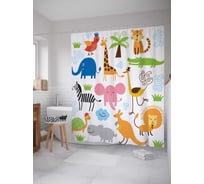 Штора (занавеска) для ванной JoyArty "Милые звери" из сатена, 180х200 см с крючками, sc_25833