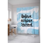 Штора (занавеска) для ванной JoyArty "Верить и достигнуть" из сатена, 180х200 см с крючками, sc_28016