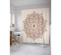 Штора (занавеска) для ванной JoyArty "Цветочный узор" из сатена, 180х200 см с крючками, sc_13533