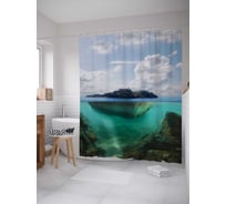 Штора (занавеска) для ванной JoyArty "Плавающий остров" из сатена, 180х200 см с крючками, sc_15506