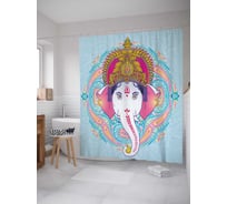 Штора (занавеска) для ванной JoyArty "Узорчатый Ганеша" из сатена, 180х200 см с крючками, sc_16867