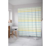 Штора (занавеска) для ванной JoyArty "Полосатые просторы" из сатена, 180х200 см с крючками, sc_20776