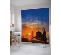 Штора (занавеска) для ванной JoyArty "Солнечное убежище" из сатена, 180х200 см с крючками, sc_12111