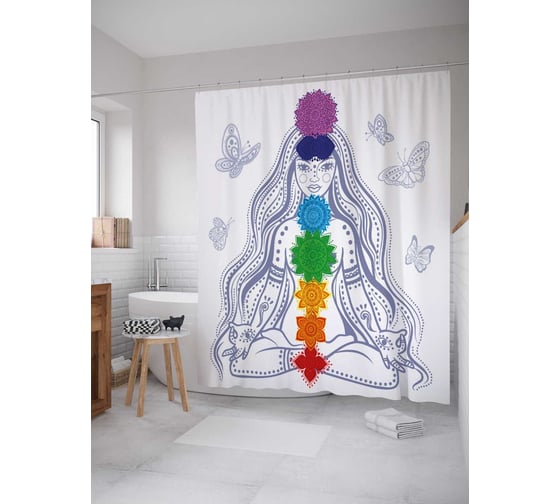 Штора (занавеска) для ванной JoyArty "Дева природа" из сатена, 180х200 см с крючками, sc_18739 1