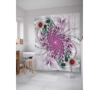 Штора (занавеска) для ванной JoyArty "Спиральная фракталь" из сатена, 180х200 см с крючками, sc_16971