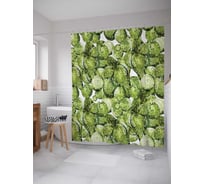 Штора (занавеска) для ванной JoyArty "Кактусы" из сатена, 180х200 см с крючками, sc_26552