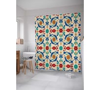 Штора (занавеска) для ванной JoyArty "Цветочные узоры" из сатена, 180х200 см с крючками, sc_17020