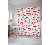 Штора (занавеска) для ванной JoyArty "Рыбный хаос" из сатена, 180х200 см с крючками, sc_21273