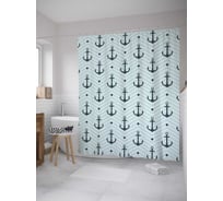 Штора (занавеска) для ванной JoyArty "Зигзаги с якорями" из сатена, 180х200 см с крючками, sc_11049
