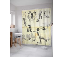 Штора (занавеска) для ванной JoyArty "Вратарское мастерство" из сатена, 180х200 см с крючками, sc_17306