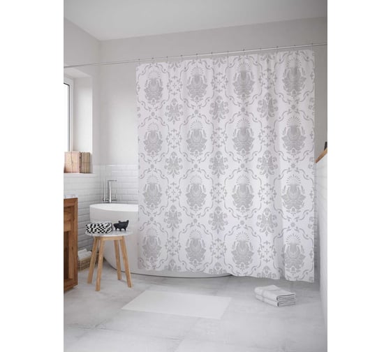 Штора (занавеска) для ванной JoyArty "Классический орнамент" из сатена, 180х200 см с крючками, sc_13565 1