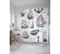 Штора (занавеска) для ванной JoyArty "Сон моряка" из сатена, 180х200 см с крючками, sc_17714