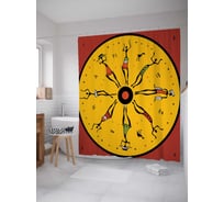 Штора (занавеска) для ванной JoyArty "Африканский круг" из сатена, 180х200 см с крючками, sc_23261