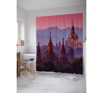 Штора (занавеска) для ванной JoyArty "Город древности" из сатена, 180х200 см с крючками, sc_12182