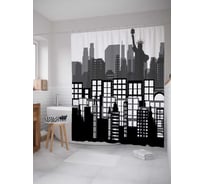 Штора (занавеска) для ванной JoyArty "Авангардный Нью-Йорк" из сатена, 180х200 см с крючками, sc_18424