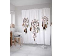 Штора (занавеска) для ванной JoyArty "Традиционные ловцы снов" из сатена, 180х200 см с крючками, sc_13940