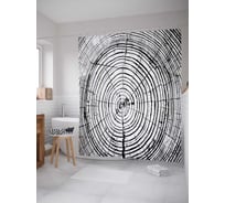 Штора (занавеска) для ванной JoyArty "Деревянные кольца" из сатена, 180х200 см с крючками, sc_12124