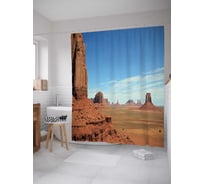 Штора (занавеска) для ванной JoyArty "Горная пустыня" из сатена, 180х200 см с крючками, sc_18418