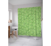 Штора (занавеска) для ванной JoyArty "Сочный лайм" из сатена, 180х200 см с крючками, sc_29061