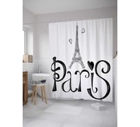 Штора (занавеска) для ванной JoyArty "Эйфелева романтика" из сатена, 180х200 см с крючками, sc_10514