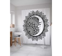 Штора (занавеска) для ванной JoyArty "Лунные узоры" из сатена, 180х200 см с крючками, sc_18720